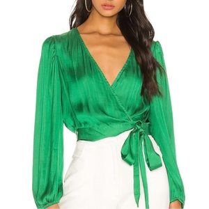 Emerald Green Silk Bardot Top